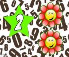 Αριθμό 2 σε ένα αστέρι με δύο λουλούδια